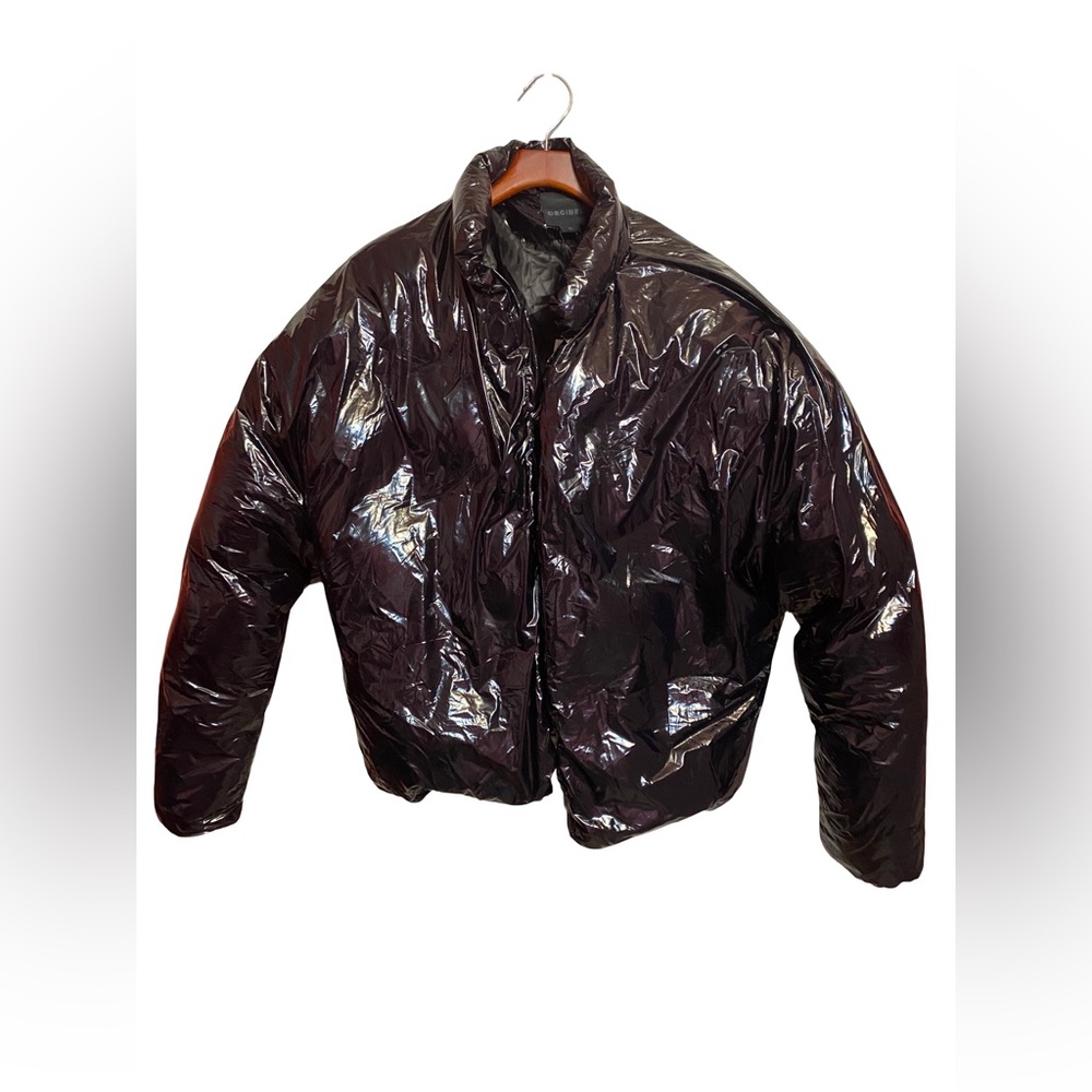 Decibel Womens Black Glossy Puffer Jacket Size XL New‎ With Tags